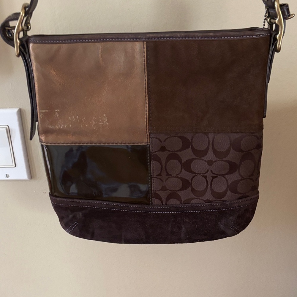 Coach Brown Patchwork Messenger Bag - image 7